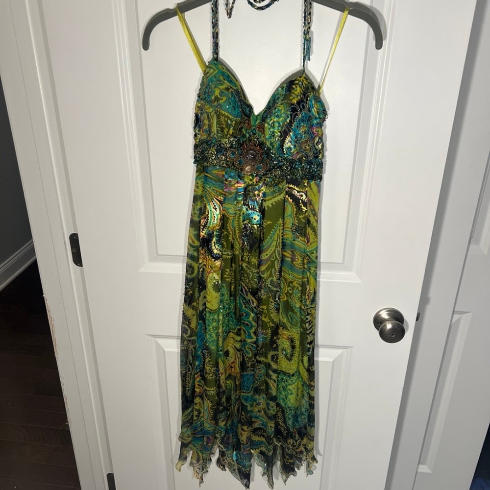 Jovani Vibrant Green and Blue Prom Dress